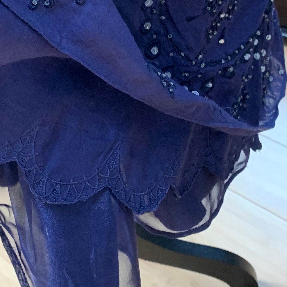 Lithe Beaded Embroidered Navy Full Layered Skirt - Picture 8 of 11